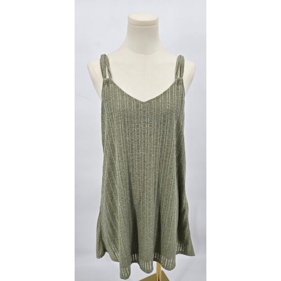 Very J Olive Ribbed Twist Strap Dress - Picture 1 of 5